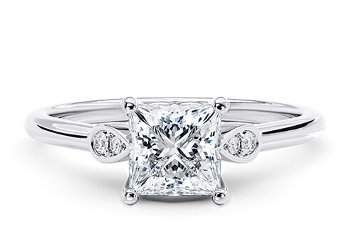 Primrose in Platinum set with a Princess cut diamond.
