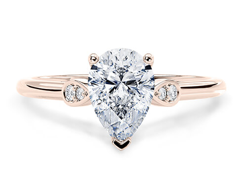 Primrose Engagement Ring in Rose Gold set with a Pear cut diamond.
