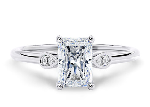 Primrose in Platinum set with a Radiant cut diamond.