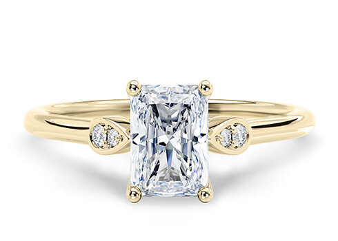 Primrose in Yellow Gold set with a Radiant cut diamond.