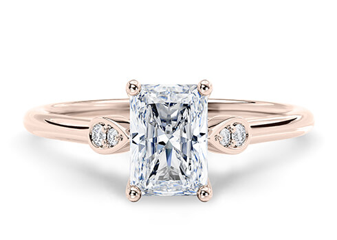 Primrose in Rose Gold set with a Radiant cut diamond.