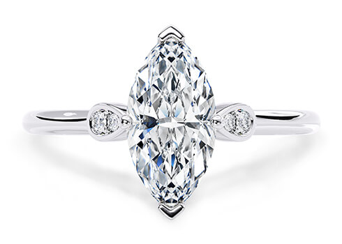 Primrose in Platinum set with a Marquise cut diamond.