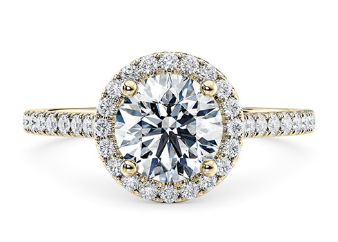 Aphrodite in Žluté zlato (9k) set with a Kulaté cut diamant.