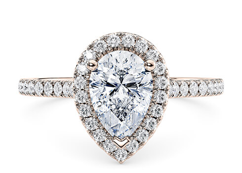 Aphrodite in Rose Gold set with a Pear cut diamond.