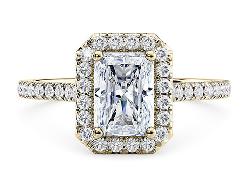 Aphrodite in Guld set with a Radiant cut diamant.