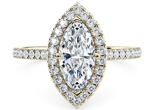 Aphrodite in Yellow Gold set with a Marquise cut diamond.
