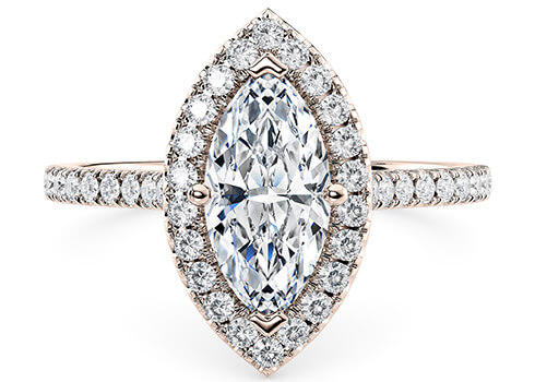 Aphrodite in Rose Gold set with a Marquise cut diamond.