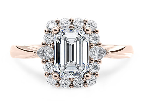 Hampstead in Oro Rosa set with a Smeraldo cut diamante.