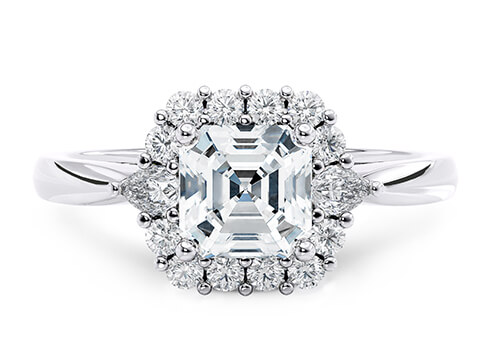 Hampstead in White Gold set with a Asscher cut diamond.