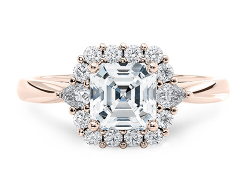 Hampstead in Roségold set with a Asscher cut diamant.