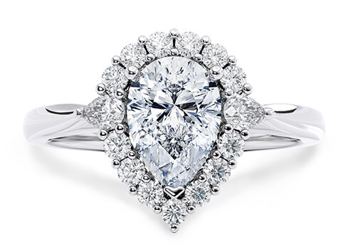 Hampstead in Platinum set with a Pear cut diamond.