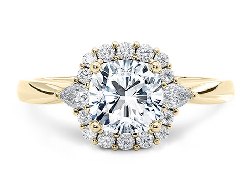 Hampstead in Geelgoud set with a Cushion cut diamant.