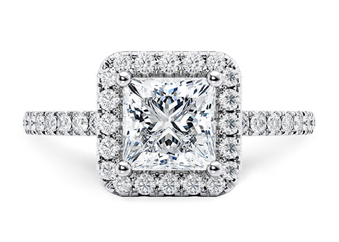 Isabella in White Gold set with a Princess cut diamond.