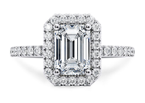 Isabella in White Gold set with a Emerald cut diamond.