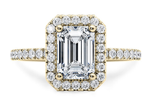 Isabella in Yellow Gold set with a Emerald cut diamond.