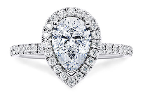 Isabella in Platinum set with a Pear cut diamond.