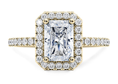 Isabella in Yellow Gold set with a Radiant cut diamond.