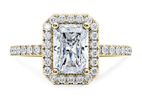 Isabella in Or jaune set with a Radiant cut diamant.