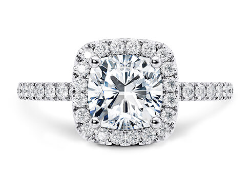 Isabella in Weißgold set with a Kissen cut diamant.