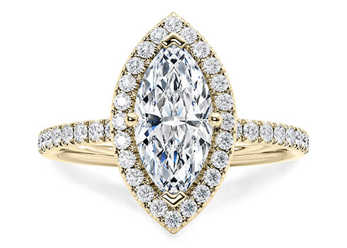 Isabella in Yellow Gold set with a Marquise cut diamond.