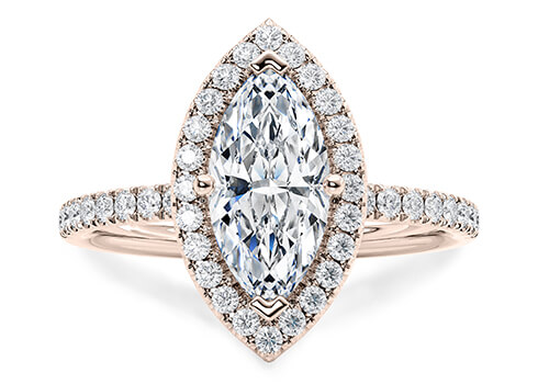 Isabella in Rose Gold set with a Marquise cut diamond.