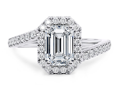 Kew in White Gold set with a Emerald cut diamond.