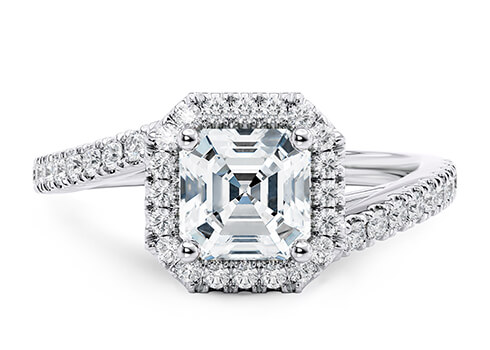 Kew in White Gold set with a Asscher cut diamond.