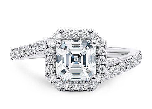 Kew in Or blanc set with a Asscher cut diamant.