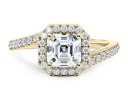 Kew in Or jaune set with a Asscher cut diamant.
