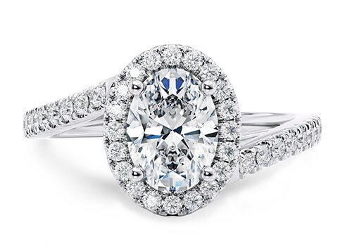 Kew in White Gold set with a Oval cut diamond.