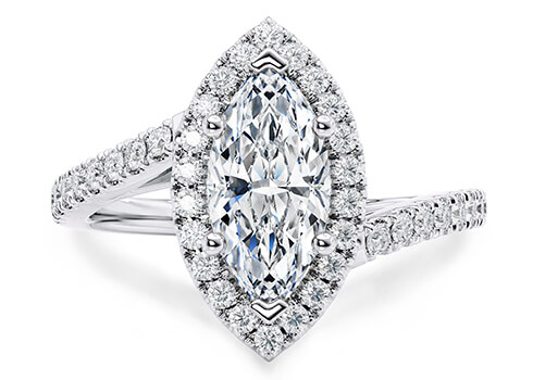 Kew in Platinum set with a Marquise cut diamond.