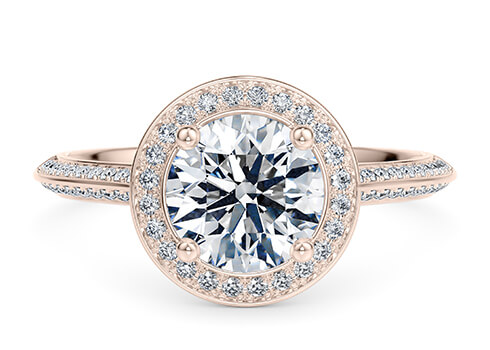 Olympia in Rose Gold set with a Round cut diamond.