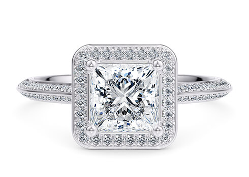 Olympia in White Gold set with a Princess cut diamond.