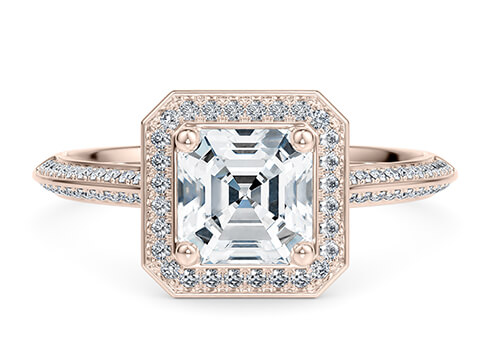 Olympia in Rose Gold set with a Asscher cut diamond.
