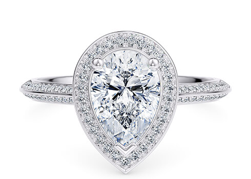 Olympia in Platinum set with a Pear cut diamond.