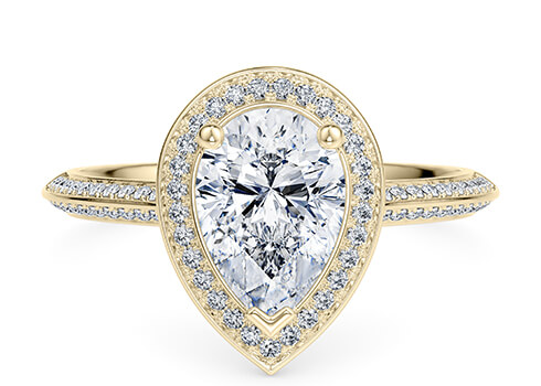 Olympia in Yellow Gold set with a Pear cut diamond.