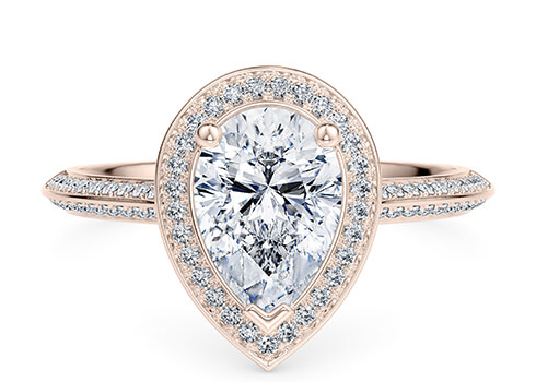 Olympia in Rose Gold set with a Pear cut diamond.
