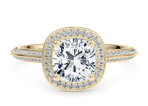 Olympia in Geelgoud set with a Cushion cut diamant.