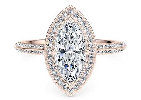 Olympia in Rose Gold set with a Marquise cut diamond.