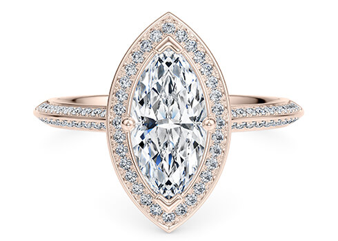 Olympia in Rosaguld set with a Marquise cut diamant.