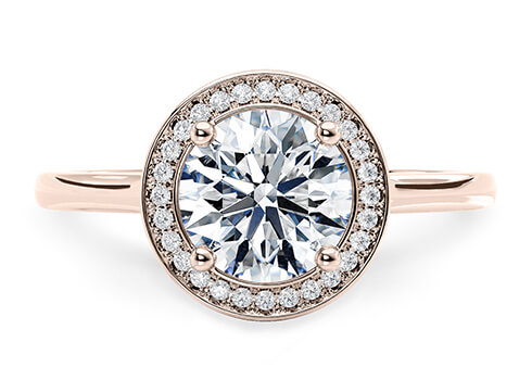 Minerva in Rose Gold set with a Round cut diamond.