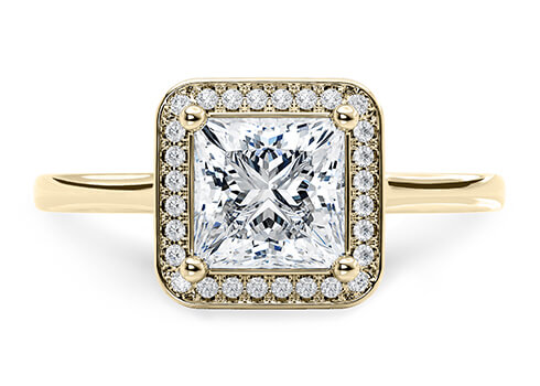 Minerva in Geelgoud set with a Princess cut diamant.