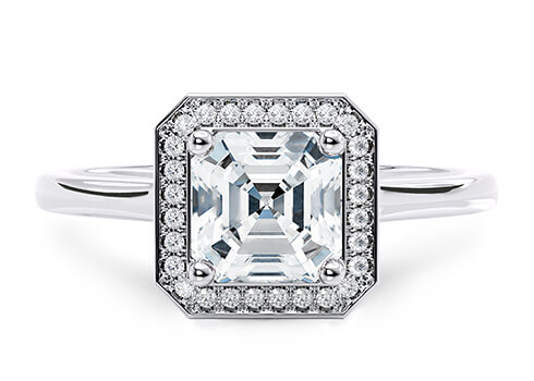 Minerva in Or blanc set with a Asscher cut diamant.