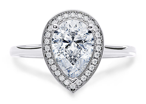 Minerva in Bílé zlato (9k) set with a Hruška cut diamant.