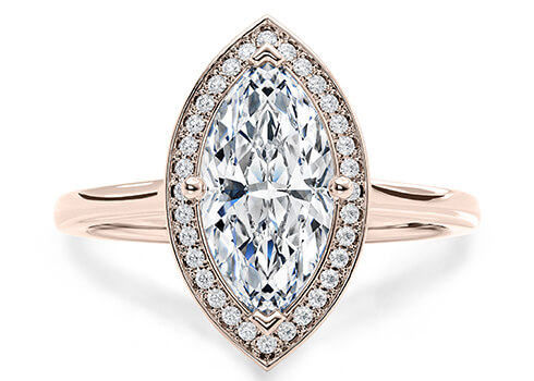 Minerva in Rose Gold set with a Marquise cut diamond.
