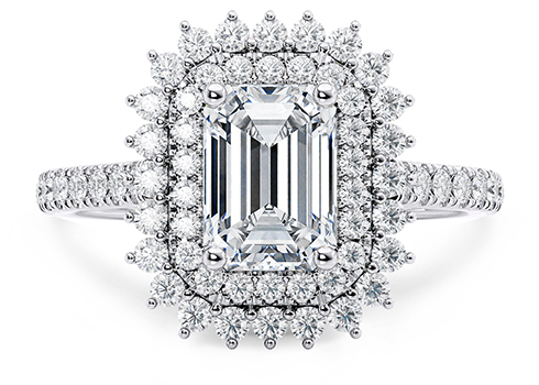 Berkeley in Oro Bianco set with a Smeraldo cut diamante.