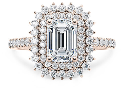 Berkeley in Oro Rosa set with a Smeraldo cut diamante.