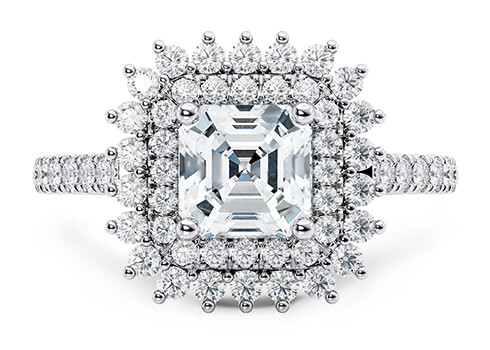 Berkeley in White Gold set with a Asscher cut diamond.