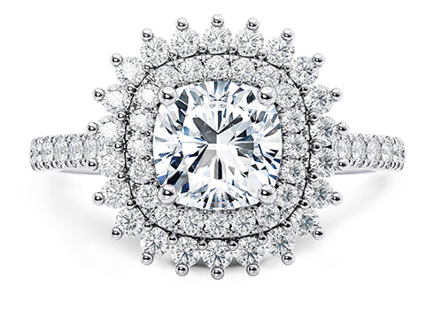Berkeley in Witgoud set with a Cushion cut diamant.