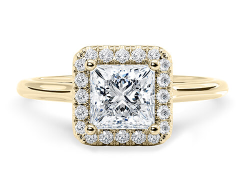 Rossetti Engagement Ring in Yellow Gold (9k) set with a Princess cut diamond.
